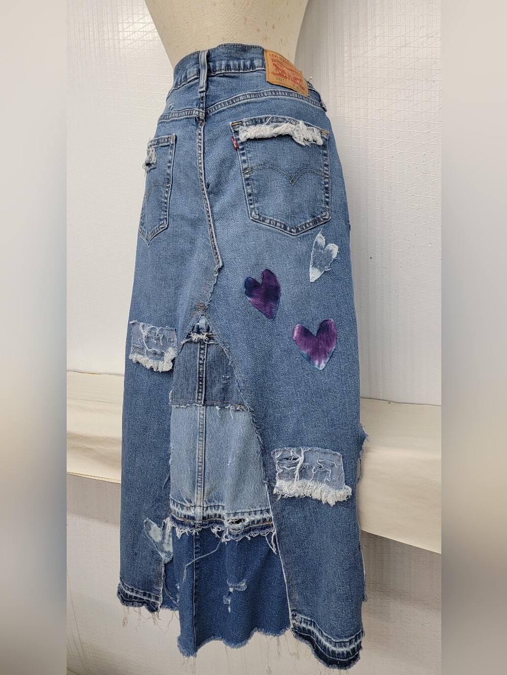 Upcycled Levi's Grateful Dead Maxi Jean Skirt - Picture 6 of 11